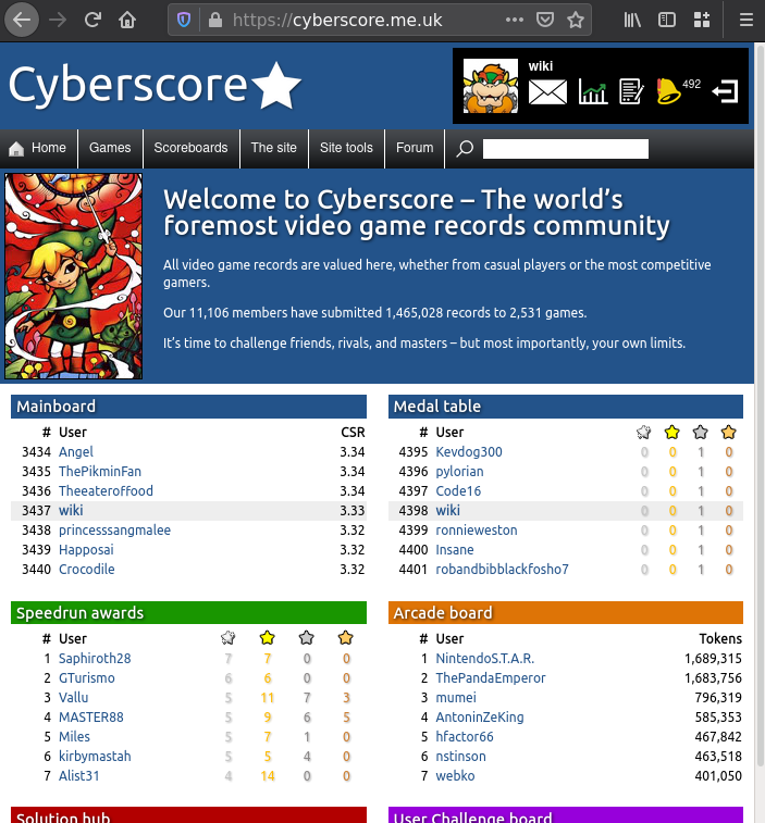 Screenshot of the Cyberscore homepage, redesigned to be
responsive