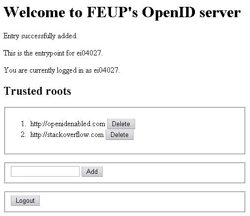 OpenID@FEUP user interface